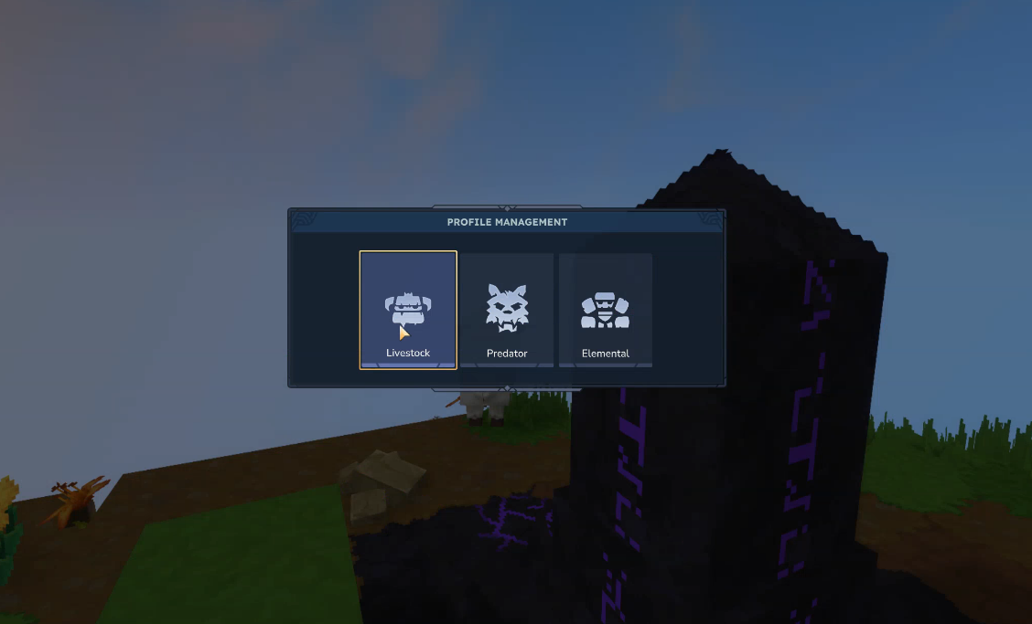 Profile menu